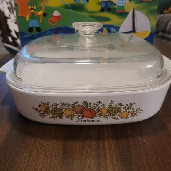 Corning Ware L'Echalote A-10-B 2.5 Liter Casserole Dish With Pyrex A12C Lid VTG